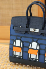 BIRKIN FAUBOURG TOUCH 20 IN NAVY MIX CLASSIC BLUE CALFSKIN WITH SILVER HARDWARE (MADE-TO-ODER)
