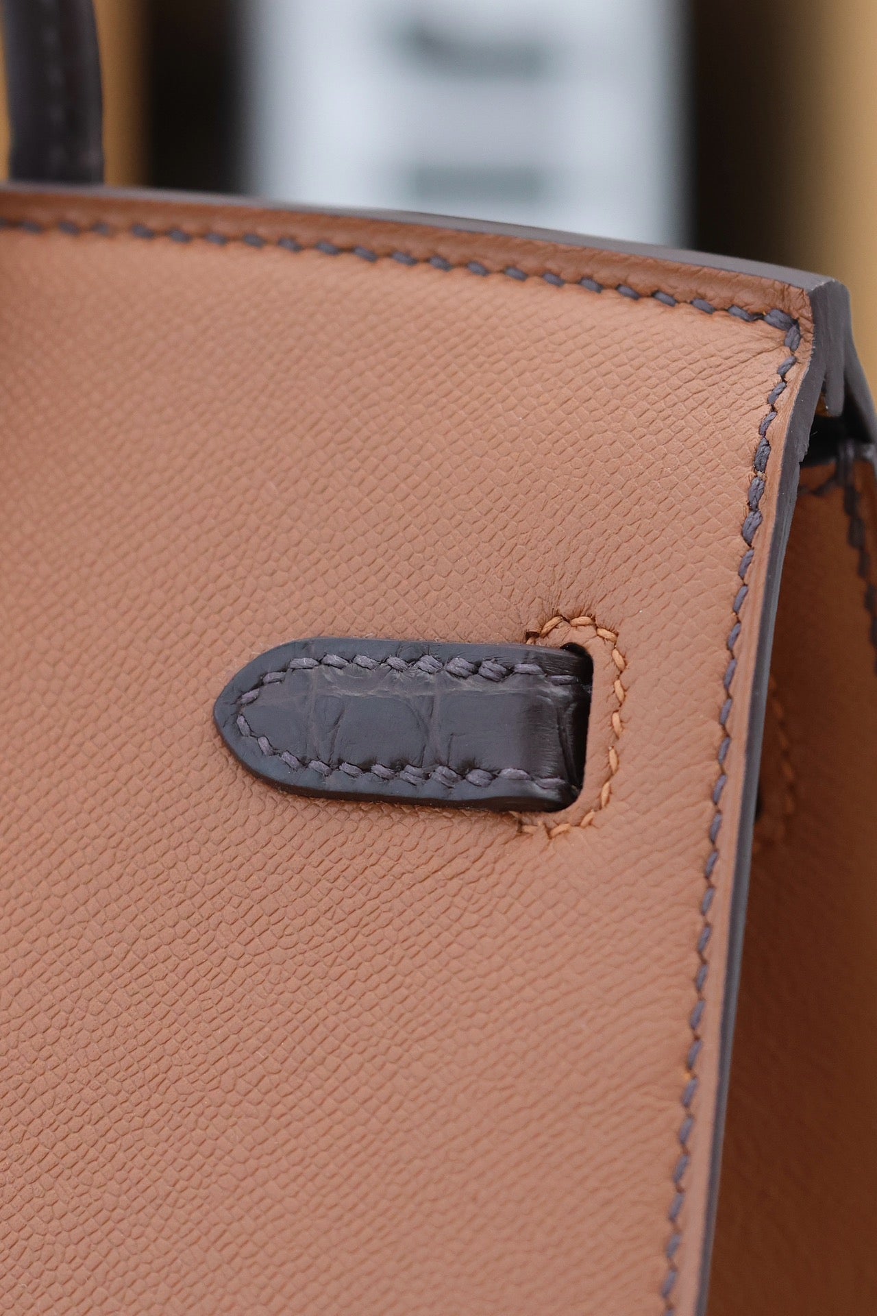 BIRKIN FAUBOURG TOUCH 20 IN CHOCOLATE MIX BRONZE BROWN CALFSKIN WITH SILVER HARDWARE