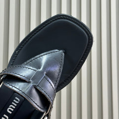 Sandals Black Retro Sheepskin