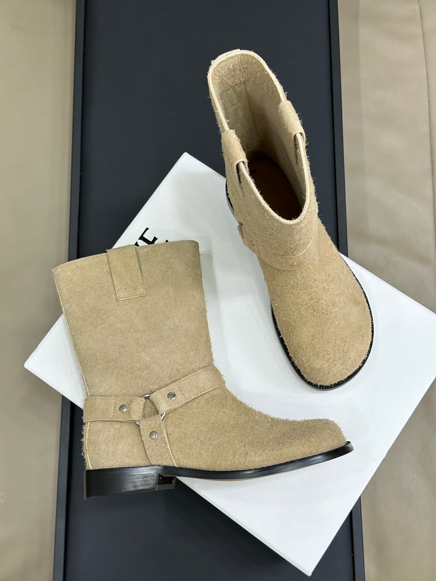 LW CAMPO BIKER BOOT KHAKI SUEDE