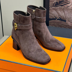 JILL 60 ANKLE BOOT IN BRUNETTE BROWN SUEDE