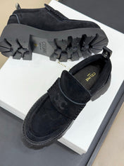 CELINE 25S SERIN CHUNKY LOAFERS 50MM IN BLACK SUEDE