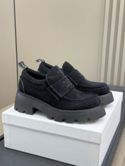 CELINE 25S SERIN CHUNKY LOAFERS 50MM IN BLACK SUEDE
