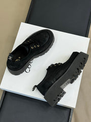 CELINE 25S THICK SOLED LOAFERS IN BLACK CALFSKIN SUEDE