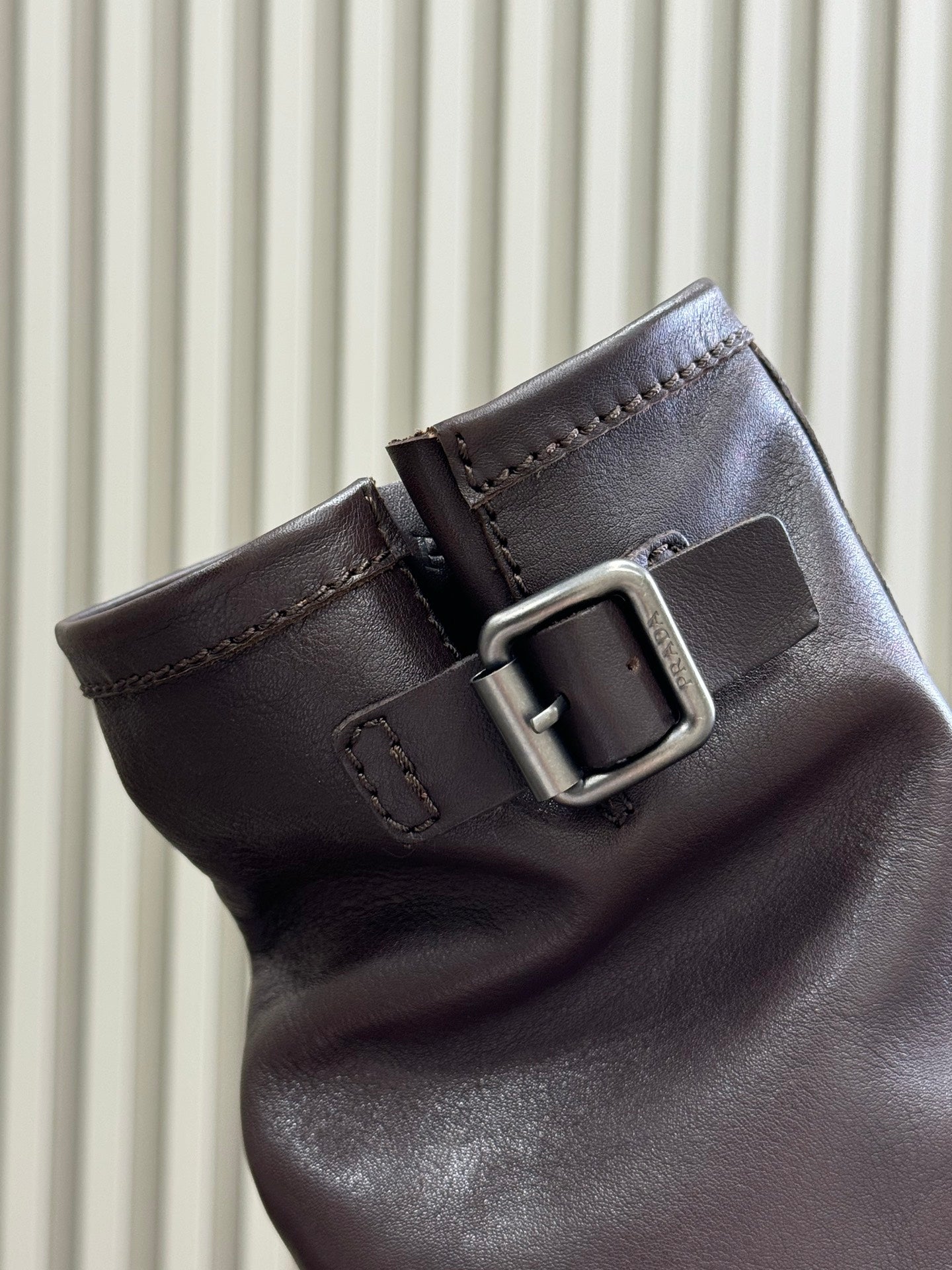 PRADA 25S ANKLE BOOTS IN BROWN CALFSKIN