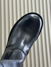 PRADA 25S ANKLE BOOTS IN DARK BLACK BROWN CALFSKIN