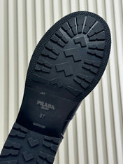 PRADA 25S ANKLE BOOTS IN DARK BLACK BROWN CALFSKIN