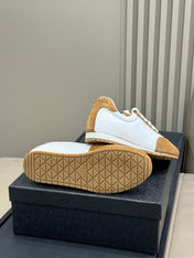 PRADA 25S SNEAKER IN WHITE MIX CAMEL BROWN SUEDE STYLE 4