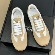 PRADA 25S SNEAKER IN WHITE MIX DARK BEIGE SUEDE STYLE 2
