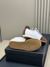 PRADA 25S SNEAKER IN WHITE MIX BROWN SUEDE STYLE 1