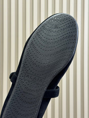 ALAIA 25S MARY JANE SHEARLING FLATS IN BLACK SUEDE