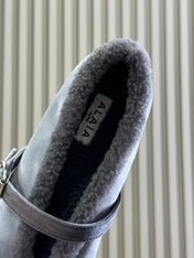 ALAIA 25S BALLET FLATS IN GREY VELVET