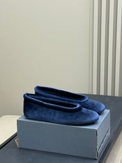 ALAIA 25S BALLET FLATS IN DARK BLUE VELVET