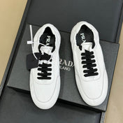 PRADA 25S COLLAPSE FLAT SHOES IN WHITE CALFSKIN