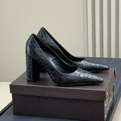 ALAIA 25S POINTY TOE PUMPS 90MM IN BLACK CALFSKIN