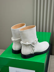 BOTTEGA VENETA 26S ANKLE BOOTS IN LIGHT GREY SUEDE