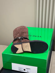 BOTTEGA VENETA 26S TALL BOOTS IN DARK BROWN SUEDE