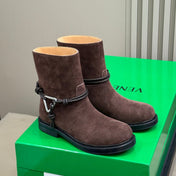 BOTTEGA VENETA 26S ANKLE BOOTS IN DARK BROWN SUEDE