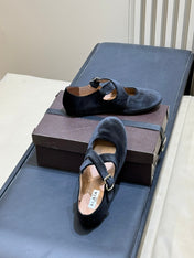 ALAIA 26S MARY JANE BALLET FLATS IN BLACK VELVET