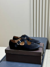 ALAIA 26S MARY JANE BALLET FLATS IN BLACK VELVET