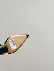 FENDI CRYSTAL HIGH-HEELED SLINGBACK 7 CM IN BLACK  SUEDE