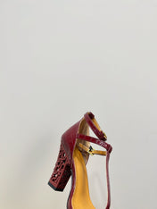 FENDI HIGH-HEELED 10 CM IN SANGRIA RED GLOSSY LAMBSKIN WITH GOLD HARDWARE