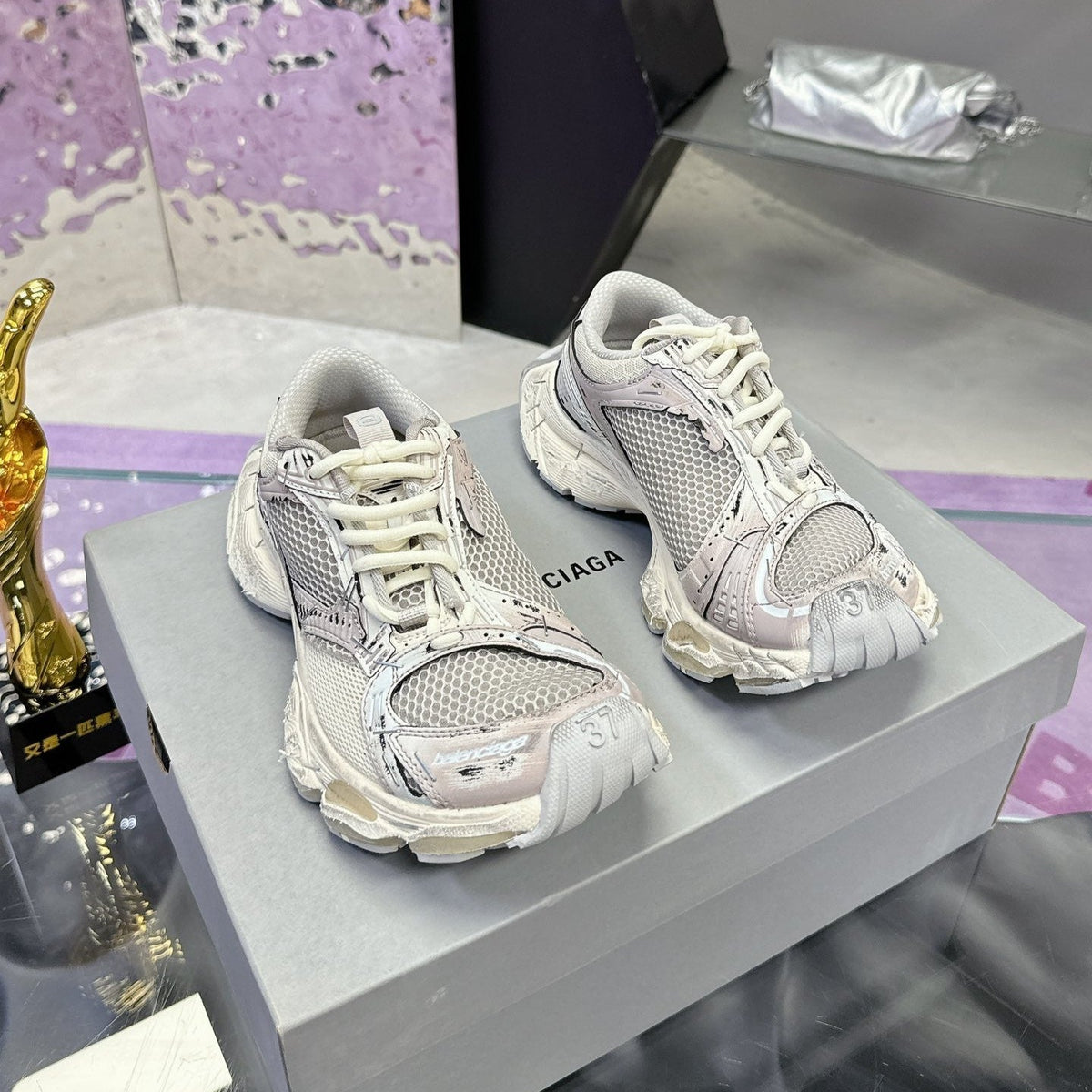 STAPLER SNEAKER IN BEIGE AND GREY POLYURETHANE AND POLYESTER