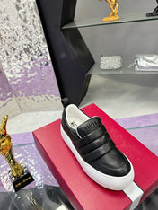 PUFFY LEATHER LOW TOP SNEAKERS IN BLACK LAMBSKIN