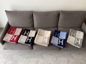 AVALON III THROW BLANKET 175 CM IN KHAKI BROWN WOOL AND CASHMERE 351745