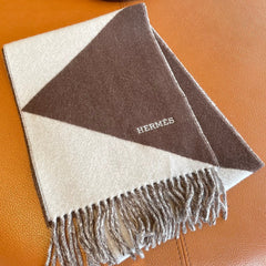 SCARF 150 CM IN CHOCOLATE BROWN MIX WHITE CASHMERE