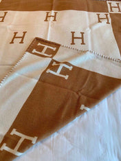 TIGRE BAYADERE BLANAVALON III THROW BLANKET IN CAMEL BROWN CASHMERE 407143