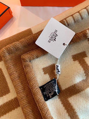 TIGRE BAYADERE BLANAVALON III THROW BLANKET IN CAMEL BROWN CASHMERE 407143