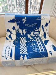 AVALON EPOPEE BLANKET 140 CM IN COBALT BLUE WOOL AND CASHMERE 415188