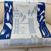 AVALON EPOPEE BLANKET 140 CM IN COBALT BLUE WOOL AND CASHMERE 415188