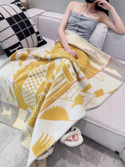 AVALON EPOPEE BLANKET 140 CM IN HONEY YELLOW WOOL AND CASHMERE 415189