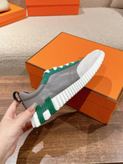 MAINLAND SNEAKER IN PALE GRAY SUEDE AND MOUSE GRAY CALFSKIN