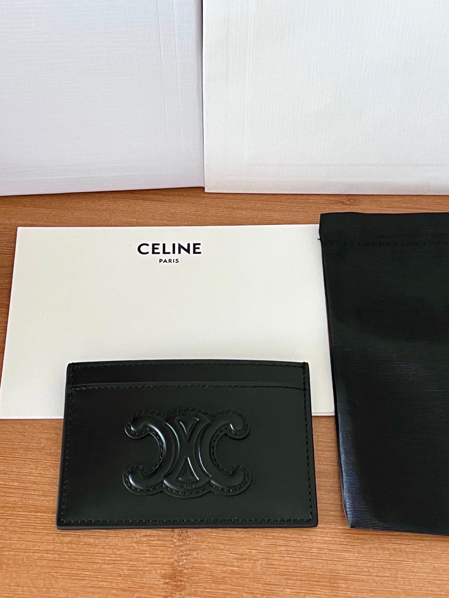 CELINE 25S CARD HOLDER CUIR TRIOMPHE 11 IN BLACK SHINY CALFSKIN