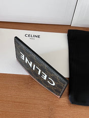 CELINE 25S CARD HOLDER 10 IN BROWN TRIOMPHE CANVAS WITH CELINE PRINT