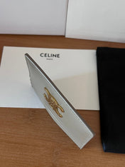 CELINE 25S CARD HOLDER WITH TRIOMPHE LOGO 11 IN GRAY CALFSKIN