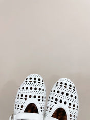 ALAIA HOLLOW BALLET FLAT IN WHITE LAMBSKIN