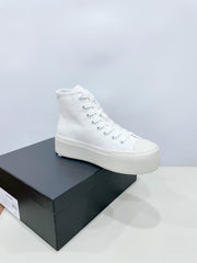 HIGH-TOP SEANKERS IN WHITE CANVAS