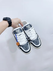 LV TRAINER SNEAKER IN DOVE GRAY MONOGRAM DENIM