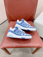 LV TRAINER SNEAKER IN CERULEAN BLUE MONOGRAM DENIM