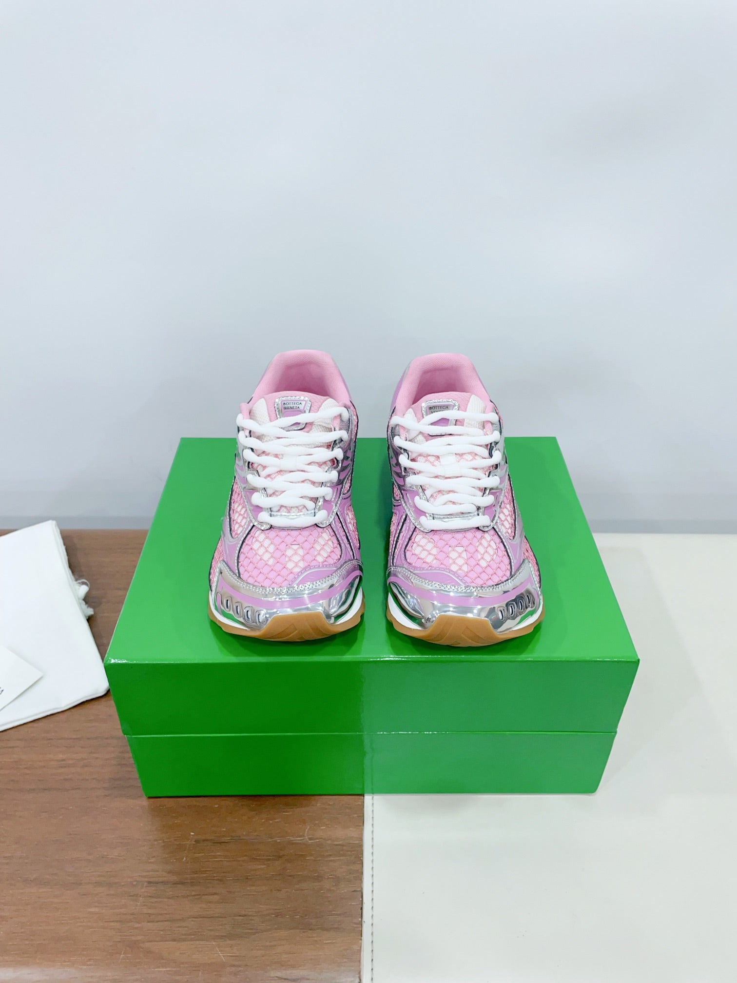ORBIT SNEAKER IN BLUSH PINK TECHNICAL FABRIC AND METALLIC MESH