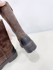 THICK-SOLED BOOTS IN COCOA BROWN SUEDE