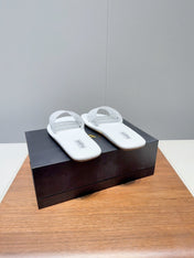 ALAIA FLAT SANDALS WITH PERFORATED STRAPS 25S IN WHITE LAMBSKIN