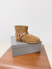BALENCIAGA 25S ALASKA ANKLE BOOTS IN LIGHT BROWN SUEDE AND LAMBSKIN