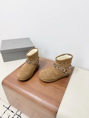 BALENCIAGA 25S ALASKA ANKLE BOOTS IN LIGHT BROWN SUEDE AND LAMBSKIN