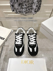 DIOR 25S C'EST DIOR SNEAKER IN WHITE BLACK CALFSKIN AND SUEDE