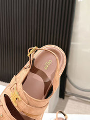 CELINE 25S TIPPI TRIOMPHE SANDAL IN BROWN CALFSKIN SUEDE